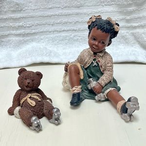 All God's Children Collectible Zamika & Bear #1581 Limited Ed NIB 1995 COA 🛼